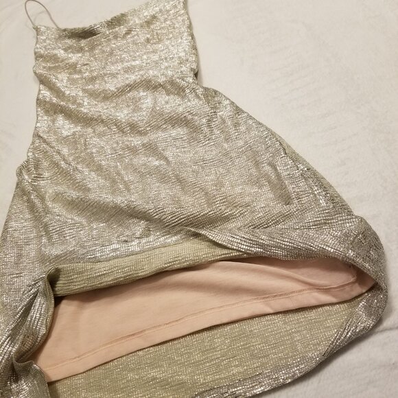 Silver Cowl Neck Mini Dress Glittery/Sparkly/Metallic Strappy Small US 6 H&M - Picture 4 of 12